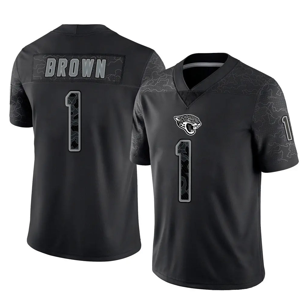 J.Jaguars #1 Montaric Brown Player Black Reflective Limited Game Ddoa Stitched Jerseys