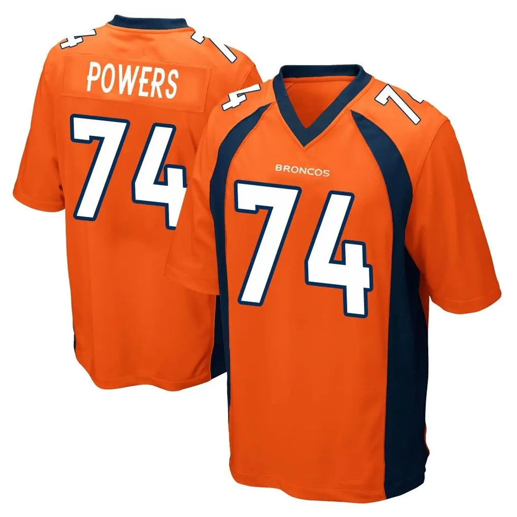 D.Broncos #74 Ben Powers Player Orange Color Home Game Ddoa Stitched Jerseys