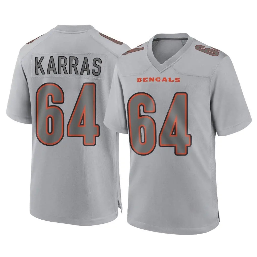 C.Bengals #64 Ted Karras Player Gray Atmosphere Fashion Game Ddoa Stitched Jerseys