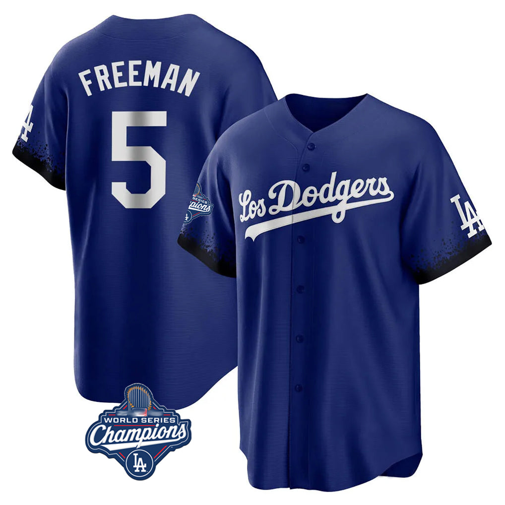 LA.Dodgers #5 Freddie Freeman Player Royal World Series Meet City Connect Home Game Ddoa Stitched Jerseys
