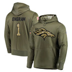 D.Broncos #1 Evan Engram Player Olive Salute to Service Pullover Hoodies Home Game Ddoa Stitched Jerseys