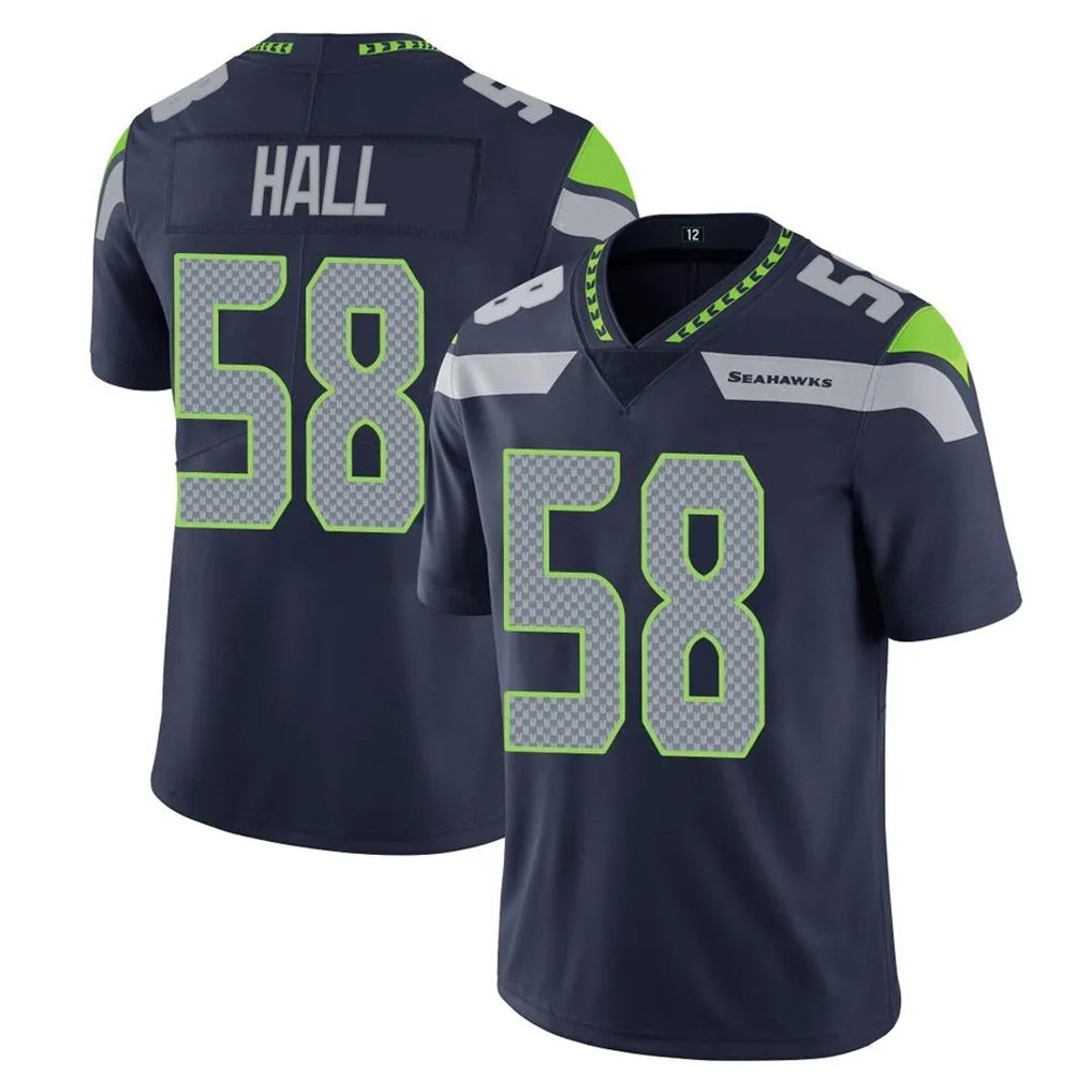 S.Seahawks #58 Derick Hall Player Navy Limited Vapor Untouchable Home Game Ddoa Stitched Jerseys
