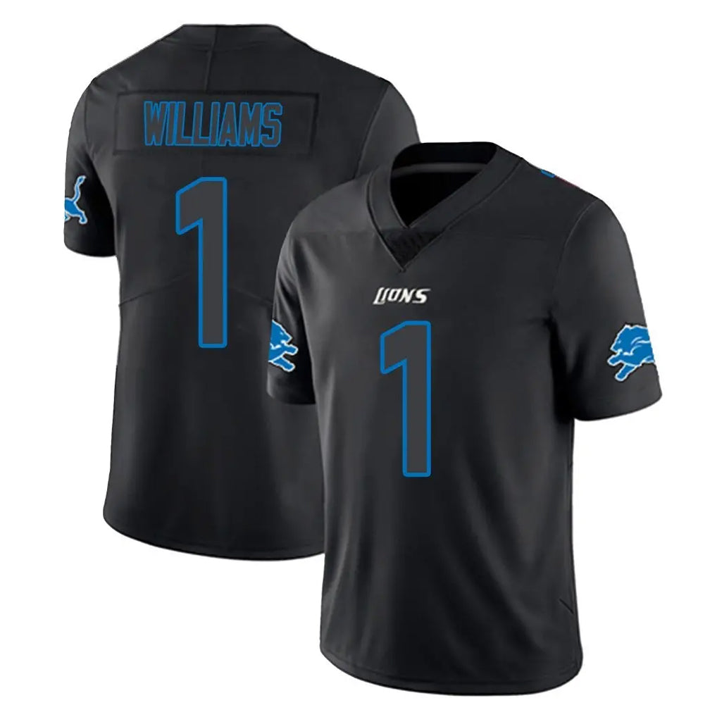 D.Lions #1 Jameson Williams Player Black Impact Limited Home Game Ddoa Stitched Jerseys