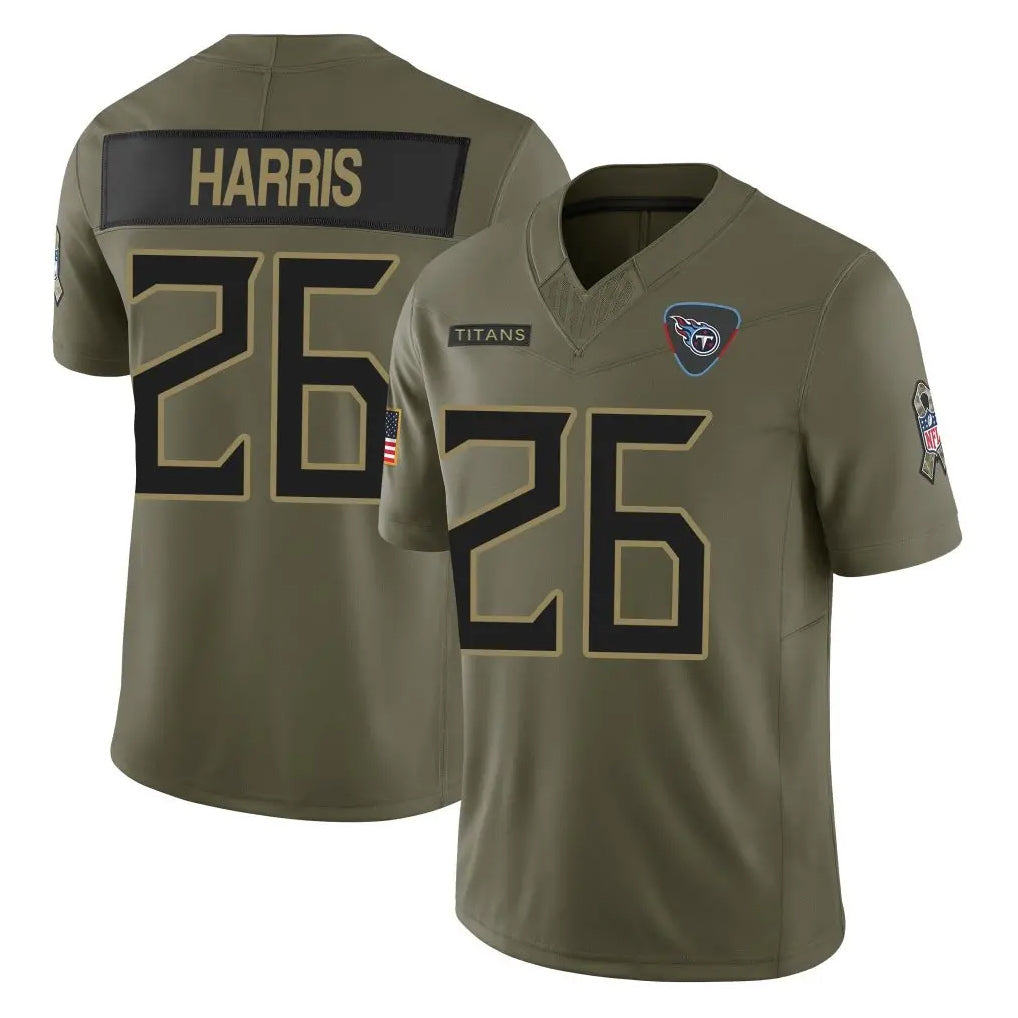 T.Titans #26 Marcus Harris Player Olive Limited 2025 Salute to Service Home Game Ddoa Stitched Jerseys