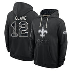 NO.Saints #12 Chris Olave Player 2026 Black Logo Pullover Hoodies Limited Game Ddoa Stitched Jerseys