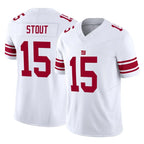 NY.Giants #15 Jordan Stout Player White Limited Vapor F.U.S.E. Home Game Ddoa Stitched Jerseys