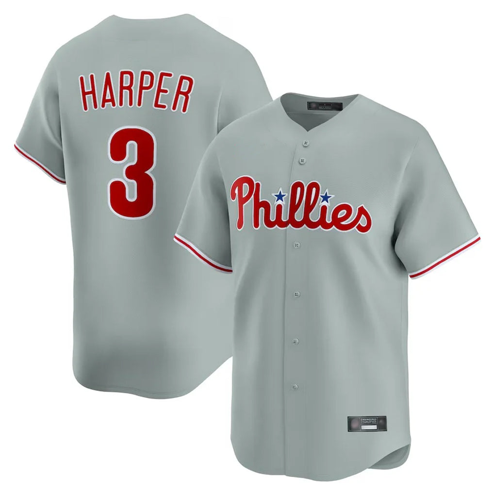 P.Phillies #3 Bryce Harper Player Gray Home Limited Ddoa Stitched Jerseys