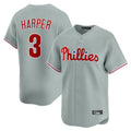 P.Phillies #3 Bryce Harper Player Gray Home Limited Ddoa Stitched Jerseys