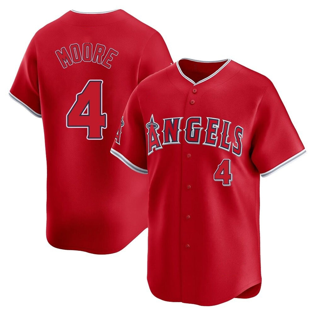 LA.Angels #4 Christian Moore Player Red Home Limited Ddoa Stitched Jerseys