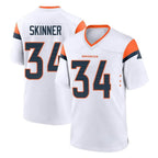 D.Broncos #34 JL Skinner Player White Home Game Ddoa Stitched Jerseys