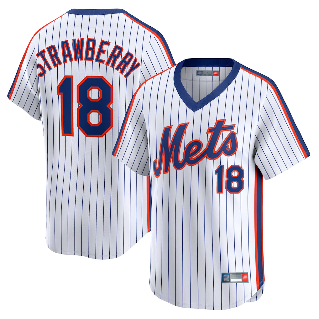 NY.Mets #18 Darryl Strawberry Player White Cooperstown Collection T-shirt Game Ddoa Stitched Jerseys