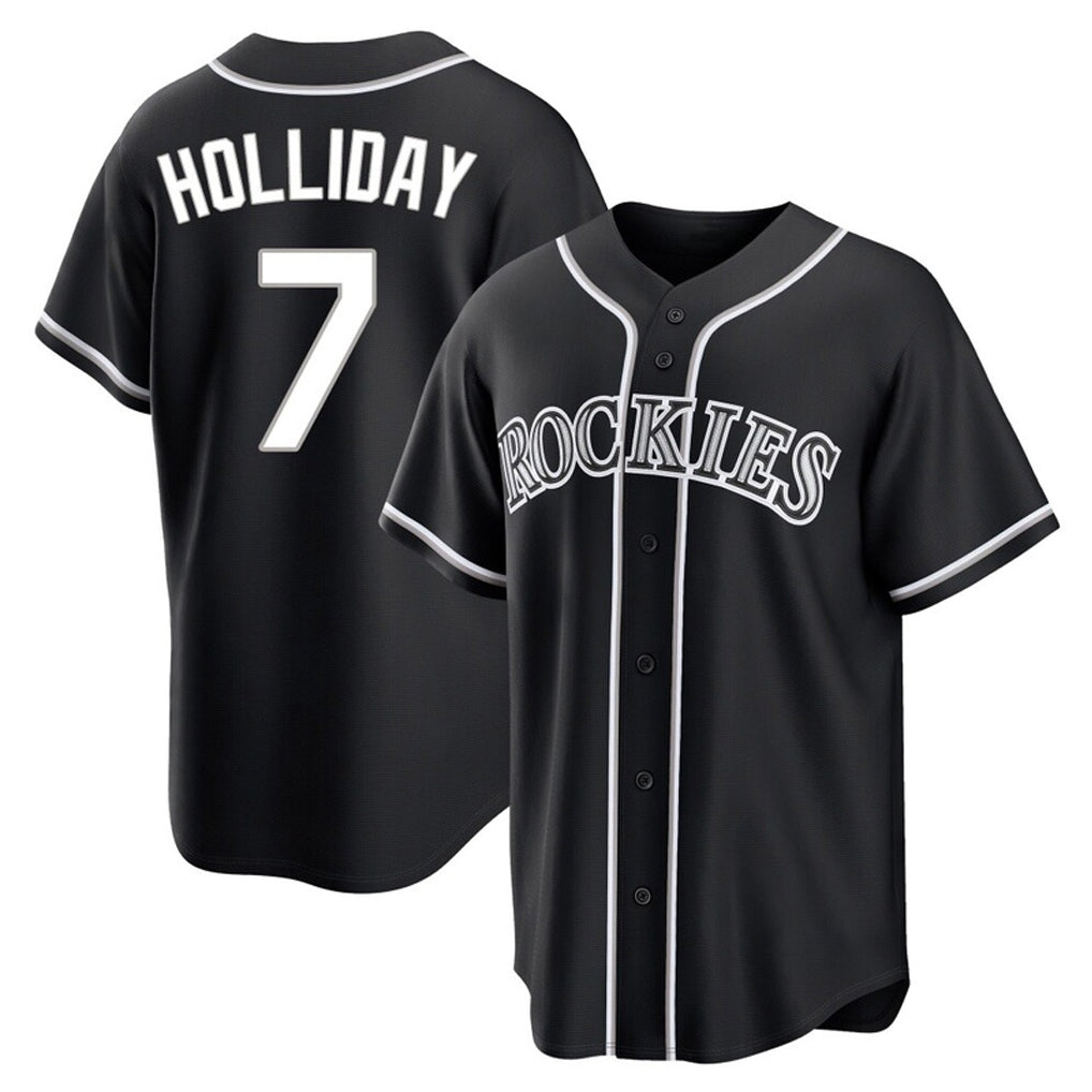 C.Rockies #7 Matt Holliday Player Black Fashion Out Home Game Ddoa Stitched Jerseys