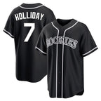 C.Rockies #7 Matt Holliday Player Black Fashion Out Home Game Ddoa Stitched Jerseys