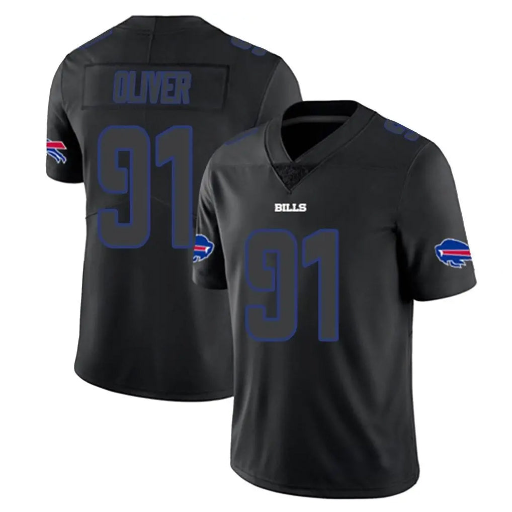 B.Bills #91 Ed Oliver Player Black Impact Limited Home Game Ddoa Stitched Jerseys