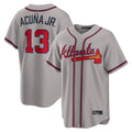 A.Braves #13 Ronald Acuna Jr Player Gray Home Game Ddoa Stitched Jerseys