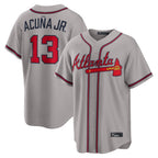 A.Braves #13 Ronald Acuna Jr Player Gray Home Game Ddoa Stitched Jerseys