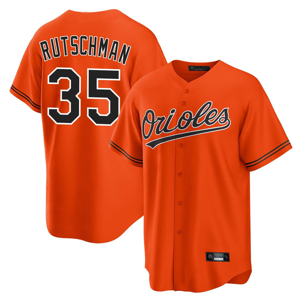 B.Orioles #35 Adley Rutschman Player Orange Home Game Ddoa Stitched Jerseys