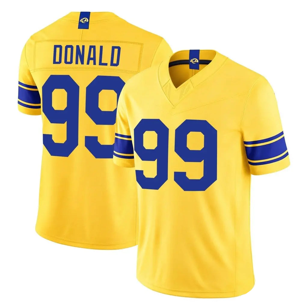 LA.Rams #99 Aaron Donald Player Gold Limited Classic Sol Vapor F.U.S.E.Home Game Ddoa Stitched Jerseys