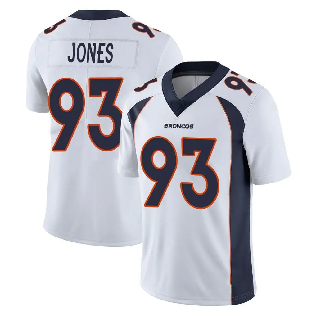 D.Broncos #93 D.J. Jones Player White Vapor Untouchable Limited Home Game Ddoa Stitched Jerseys