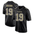 NO.Saints #19 Barion Brown Player Black Carbon Fashion Home Game Ddoa Stitched Jerseys