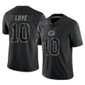 GB.Packers #10 Jordan Love Player Black Reflective Limited Home Game Ddoa Stitched Jerseys
