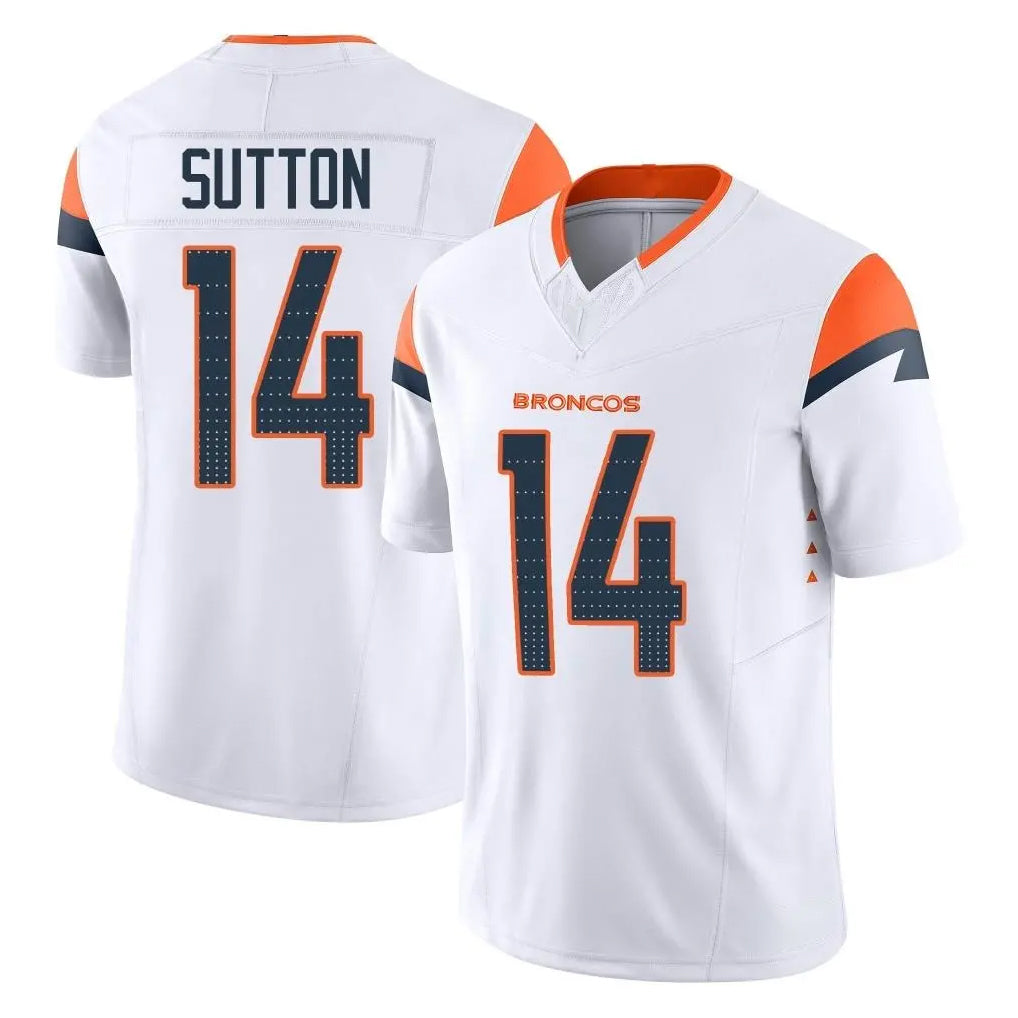 D.Broncos #14 Courtland Sutton Player White Limited Vapor F.U.S.E. Home Game Ddoa Stitched Jerseys