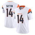 D.Broncos #14 Courtland Sutton Player White Limited Vapor F.U.S.E. Home Game Ddoa Stitched Jerseys
