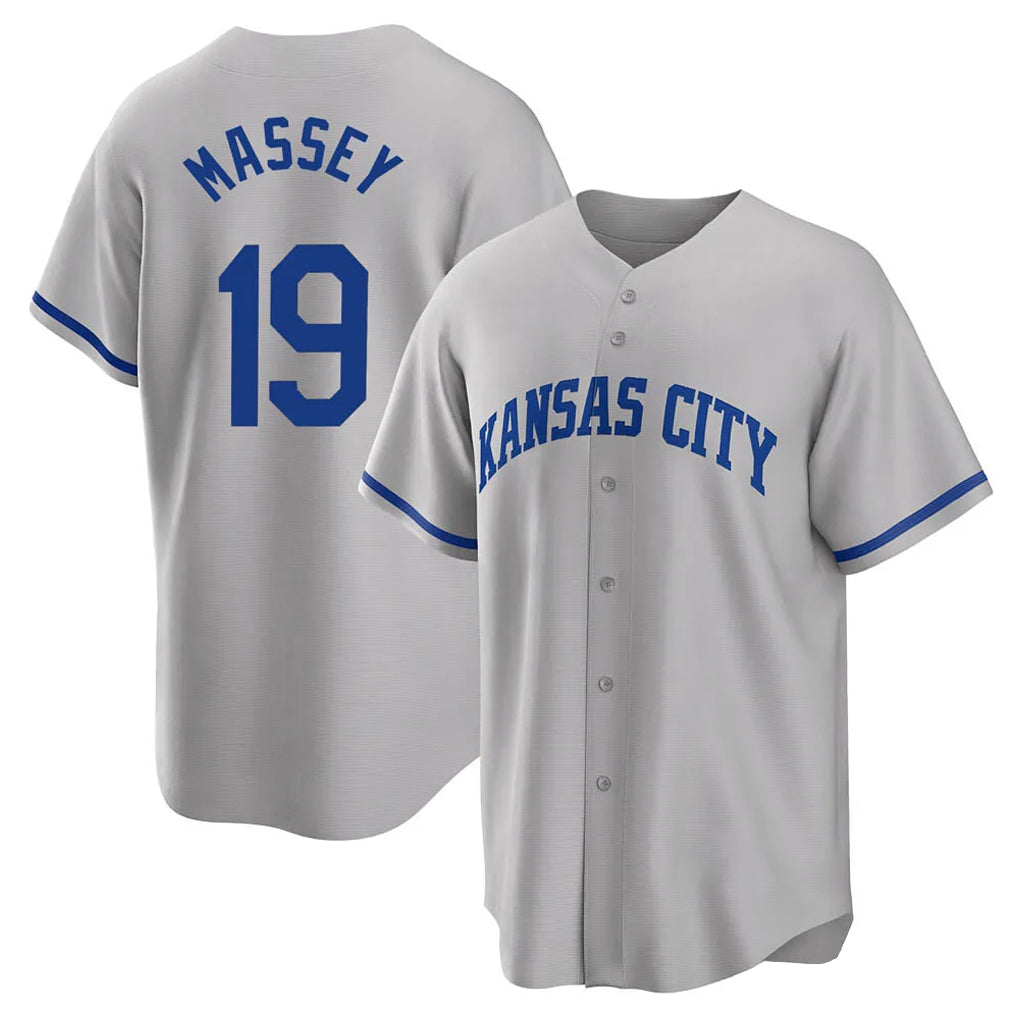 KC.Royals #19 Michael Massey Player Gray Game Home Ddoa Stitched Jerseys