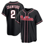 P.Phillies #2 Justin Crawford Player Black Fashion Out Home Game Ddoa Stitched Jerseys