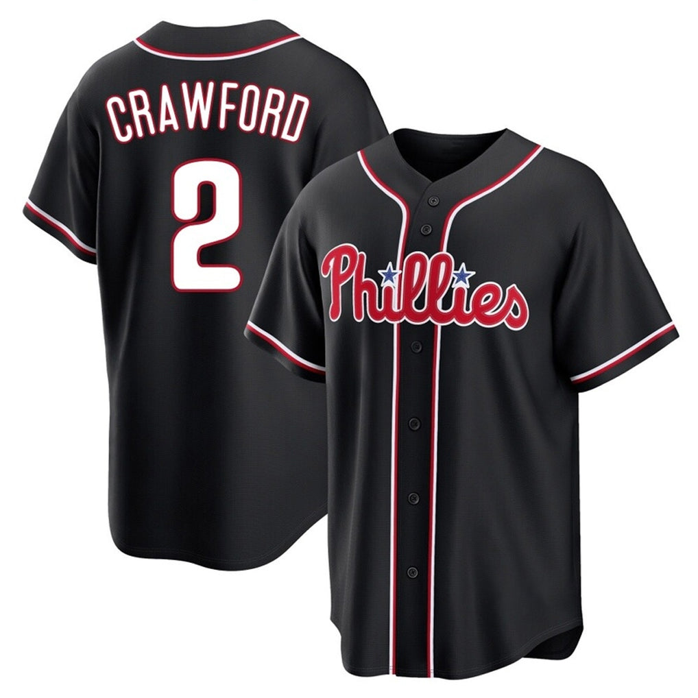 P.Phillies #2 Justin Crawford Player Black Fashion Out Home Game Ddoa Stitched Jerseys
