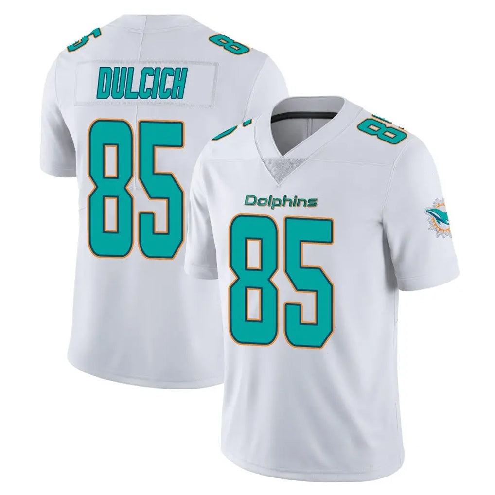 M.Dolphins #85 Greg Dulcich Player White Limited Vapor Untouchable Home Game Ddoa Stitched Jerseys