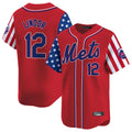 NY.Mets #12 Francisco Lindor Player Red 2025 Independence Day Vapor Premier Limited  Ddoa Stitched Jerseys