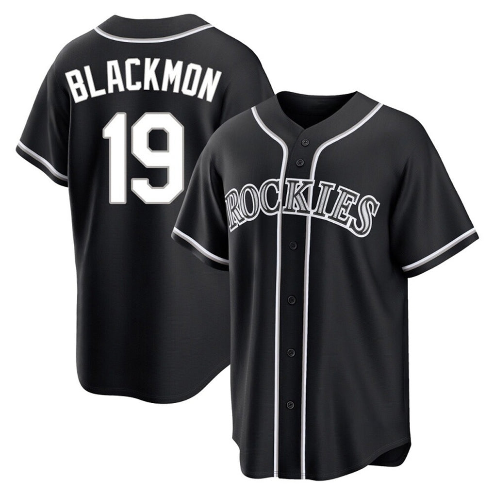C.Rockies #19 Charlie Blackmon Player Black Fashion Out Home Game Ddoa Stitched Jerseys