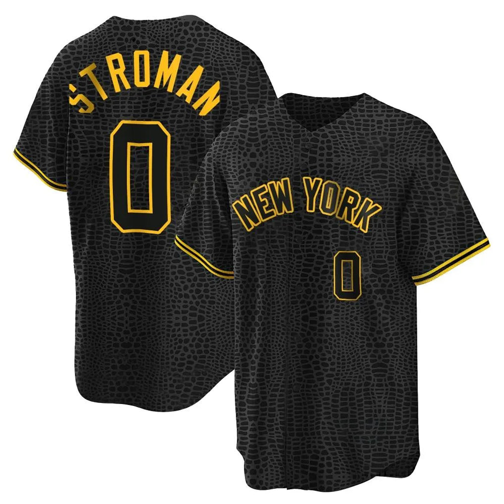 NY.Yankees #0 Marcus Stroman Player Black Snake Skin City Game Home Ddoa Stitched Jerseys