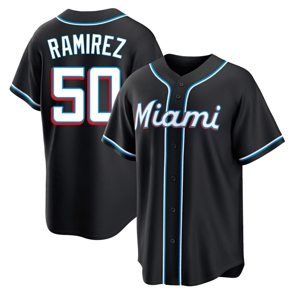 M.Marlins #50 Agustin Ramirez Player Black Fashion Out Home Game Ddoa Stitched Jerseys