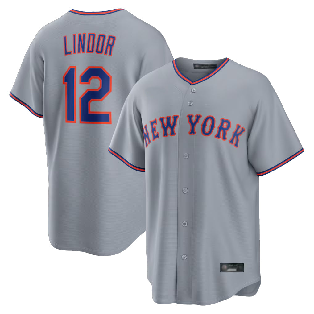 NY.Mets #12 Francisco Lindor Player Gray Road Home Game Ddoa Stitched Jerseys