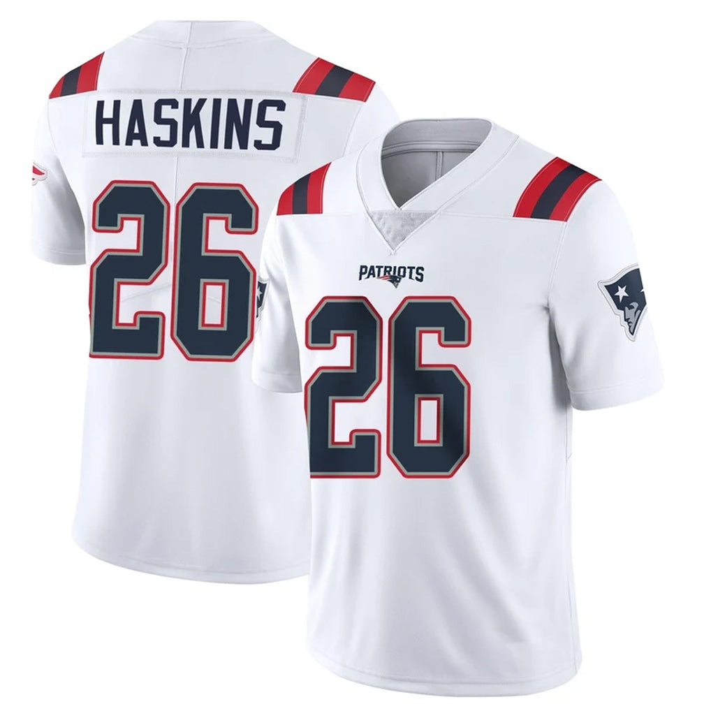 NE.Patriots #26 Hassan Haskins Player White Vapor Untouchable Home Game Ddoa Stitched Jerseys