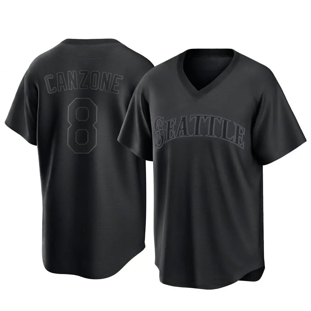 S.Mariners #8 Dominic Canzone Player Black Replica Fashion T-shirt Ddoa Stitched Jerseys