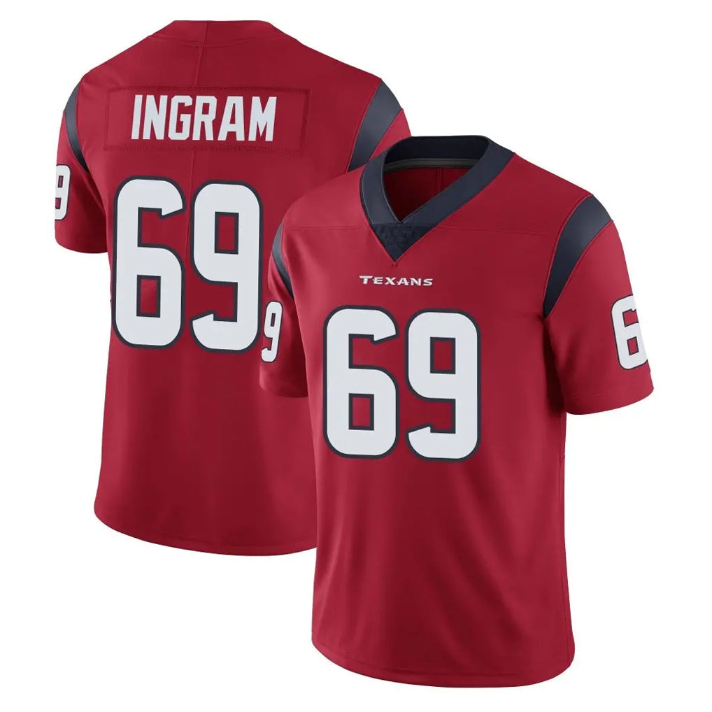 H.Texans #69 Ed Ingram Player Red Limited Vapor Untouchable Home Game Ddoa Stitched Jerseys
