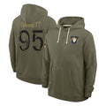 LA.Rams #95 Myles Garrett Player Olive Salute to Service Pullover Hoodies Limited Ddoa Stitched Jerseys