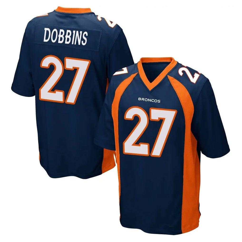 D.Broncos #27 J.K. Dobbins Player Navy Game Ddoa Stitched Jerseys