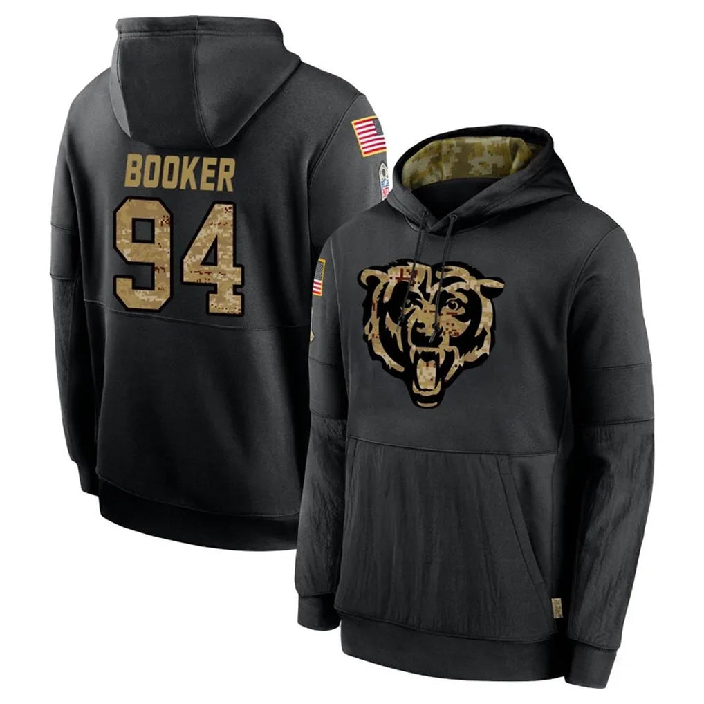 C.Bears #94 Austin Booker Player Black Salute to Service Pullover Hoodies Limited Ddoa Stitched Jerseys