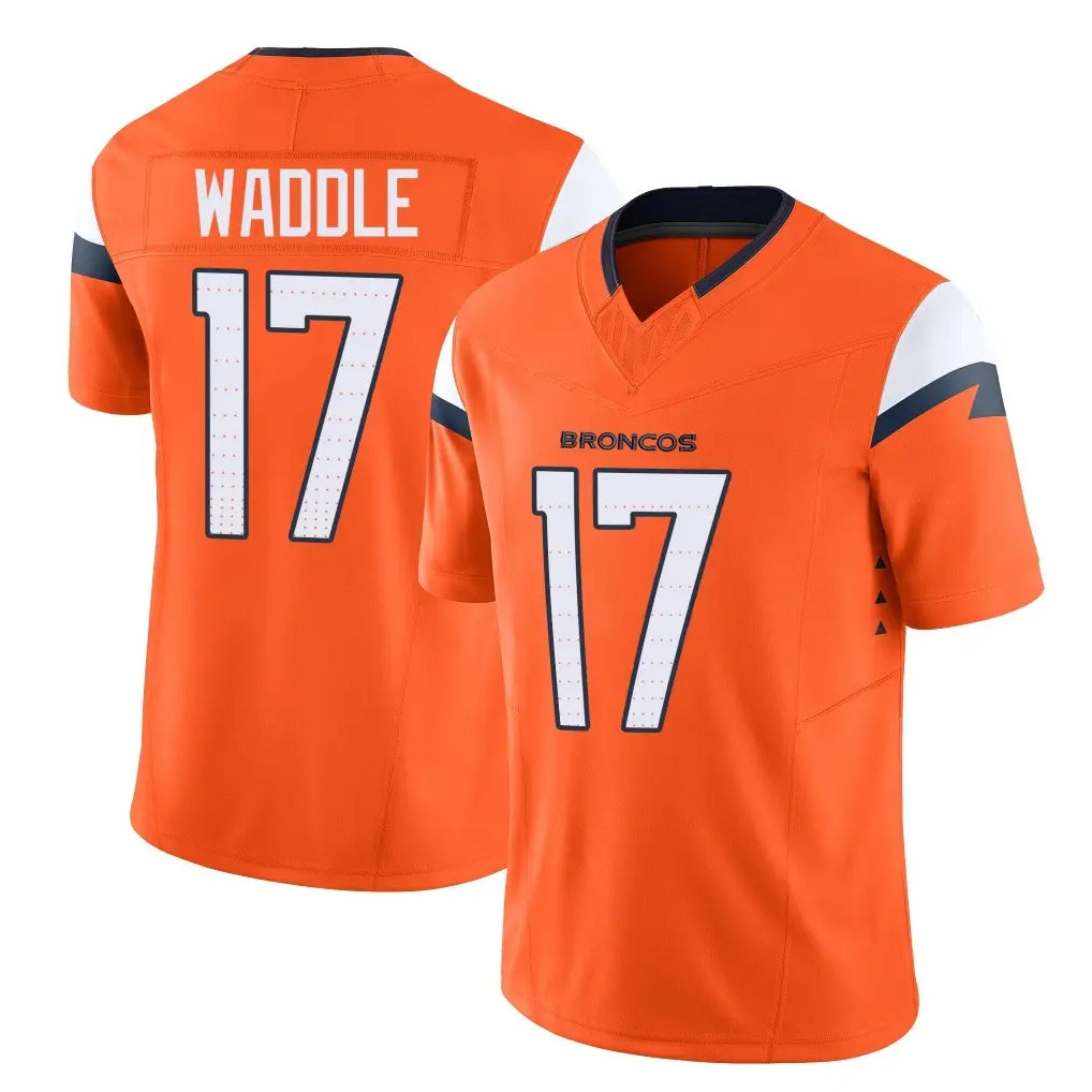 D.Broncos #17 Jaylen Waddle Player Orange Vapor F.U.S.E. Limited Home Game Ddoa Stitched Jerseys