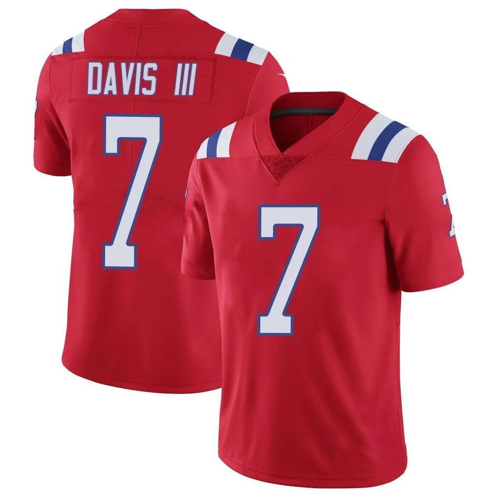 NE.Patriots #7 Carlton Davis III Player Red Limited Vapor F.U.S.E. Home Game Ddoa Stitched Jerseys