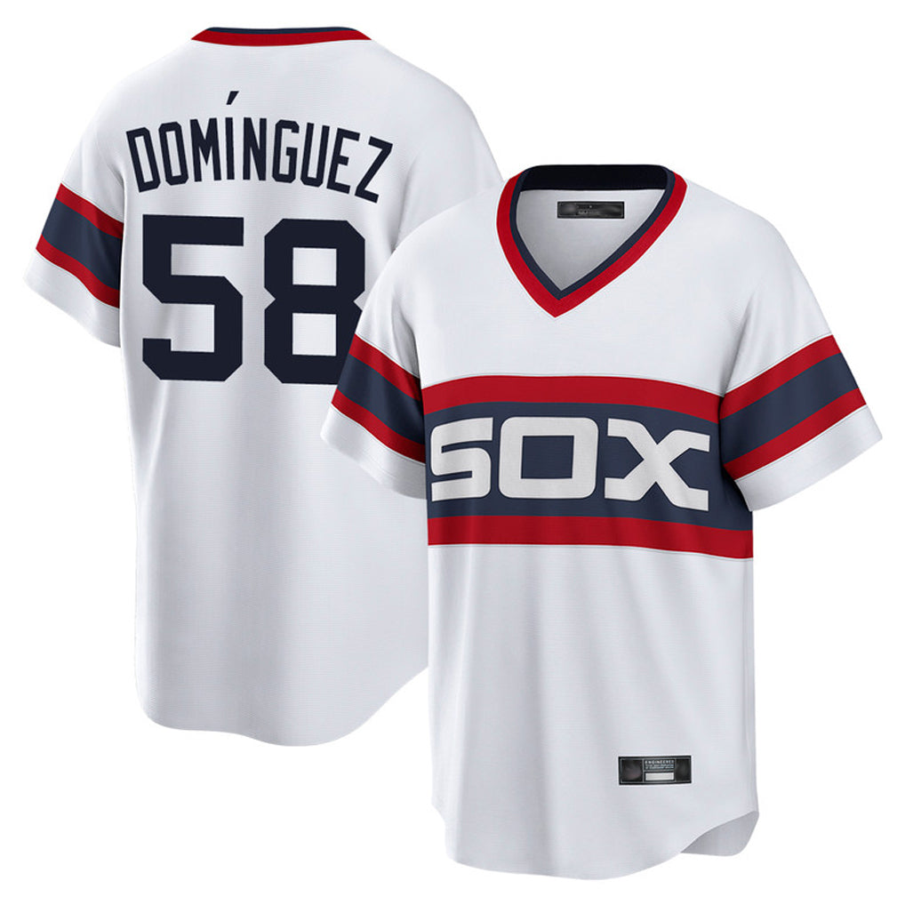 C.White Sox #58 Seranthony Dom¨ªnguez Player White T-shirt Home Game Ddoa Stitched Jerseys