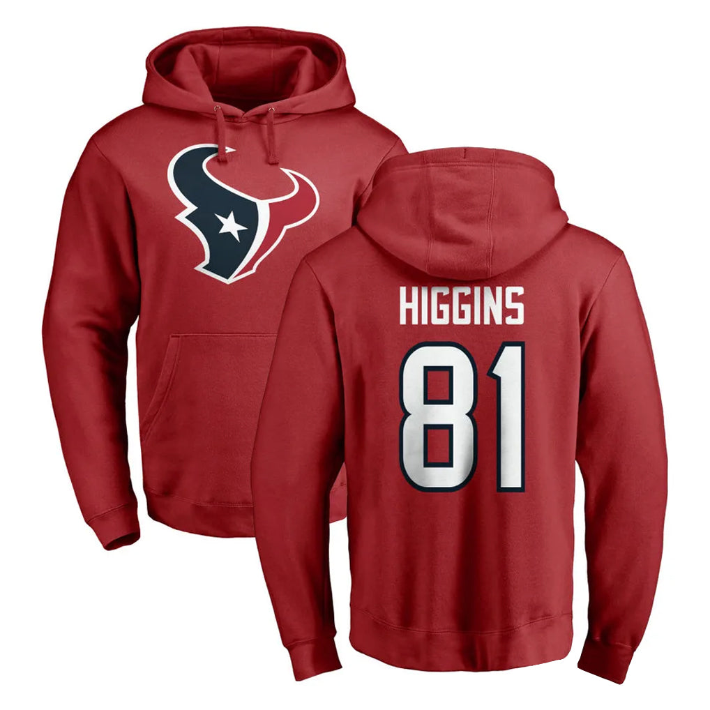H.Texans #81 Jayden Higgins Player Red Pro Line Pullover Hoodie Limited Game Ddoa Stitched Jerseys