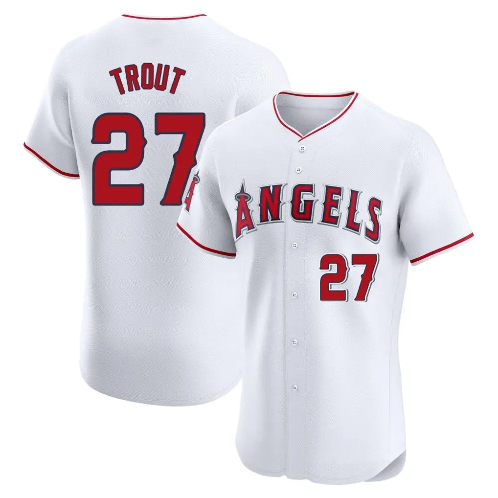 LA.Angels #27 Mike Trout Player White Limited Elite Ddoa Stitched Home Jerseys