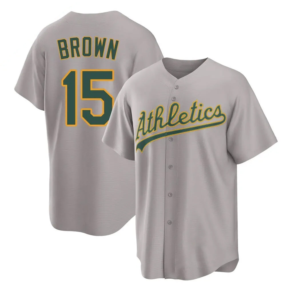 Athletics #15 Seth Brown Player Gray Home Game Ddoa Stitched Jerseys