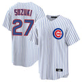 C.Cubs #27 Seiya Suzuki Player White Game Home Ddoa Stitched Jerseys