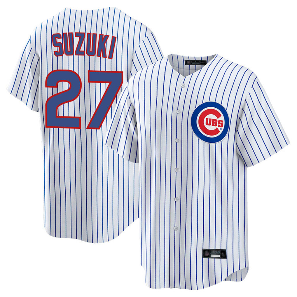 C.Cubs #27 Seiya Suzuki Player White Game Home Ddoa Stitched Jerseys
